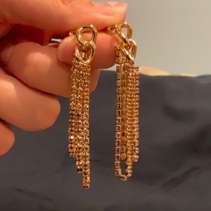 Beautiful yellow chain crystal dangle earrings